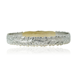 Two-Tone Deep Cut Maile 10mm Hawaiian Heirloom Bangle with engraving