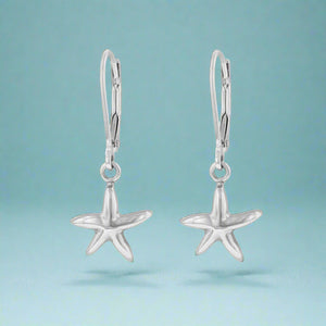 Starfish Dangle Earrings in 14K White Gold