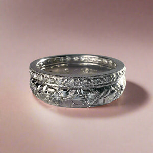 Hawaiian White gold rings with diamonds 