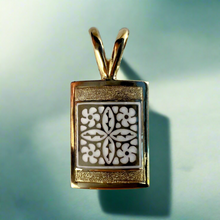 Load image into Gallery viewer, White Enamel Flower Quilt Design Pendant 
