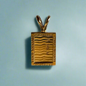 Back of Makana Raised Initial "H" and "T" Pendant in 14K Yellow Gold