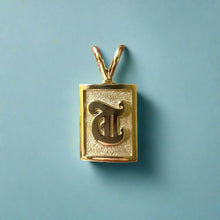 Load image into Gallery viewer, Makana Raised Initial &quot;T&quot; Pendant in 14K Yellow Gold
