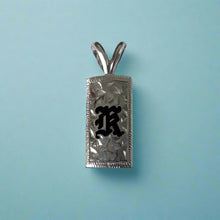 Load image into Gallery viewer, 8mm x 5/8&quot; Enamel  K Initial Pendant in 14K White Gold
