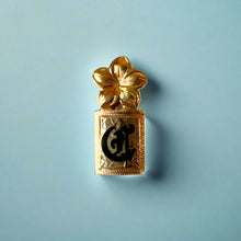 Load image into Gallery viewer, Hawaiian Enamel Initial &quot;C&quot; Pendant with Plumeria On Top in 14K Yellow Gold
