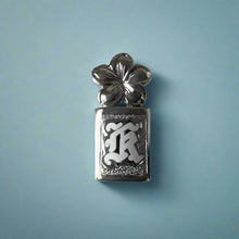 Load image into Gallery viewer, Hawaiian Enamel Initial &quot;K&quot; Pendant with Plumeria On Top in 14K White Gold
