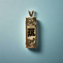 Load image into Gallery viewer, 11mm Old English Enamel Initial &quot;K&quot; Pendant in 14K Yellow Gold
