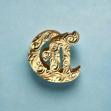 Load image into Gallery viewer, Large Scrolled Letter Initial C Pendant in 14K Yellow Gold
