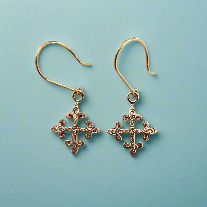 fleur de lys earrings in 14K pink gold