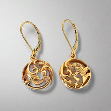 Load image into Gallery viewer, Large round filigree Lever back earrings
