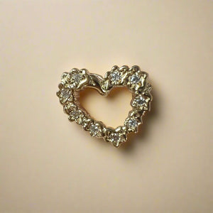 Small Slanted Heart Pendant w/ or w/o Diamonds in 14K Yellow or White Gold