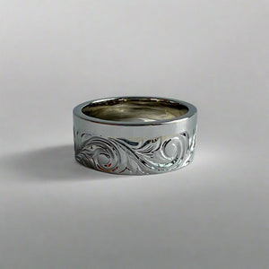 Alu Like 8mm Old English Ring in 14K White Gold