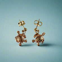 Load image into Gallery viewer, Baby Turtle Dangle Earrings with Post in 14K Pink Gold
