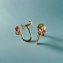 Load image into Gallery viewer, Non-pierced Baby Plumeria Screw Back Earrings in 14K Pink Gold
