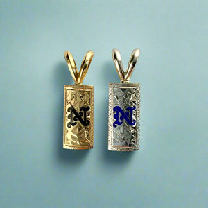 6mm x 1/2" Enamel Initial N Pendants in 14K Yellow and White Gold