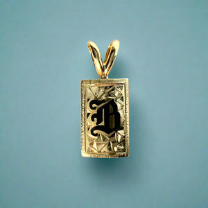 8mm x 1/2" Hawaiian Enamel Initial Pendant in 14K Yellow Gold 