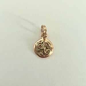 Round Old English Filigree Charm in 14K Yellow Gold