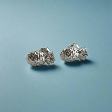 Load image into Gallery viewer, Hawaiian Pineapple Earrings with Post in 14K White Gold
