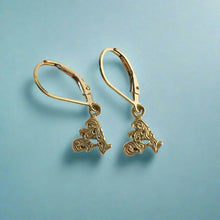 Load image into Gallery viewer, Old English Initial A Lever Back Earrings in 14K Yellow Gold
