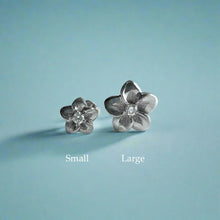 Load image into Gallery viewer, Small and Large Plumeria Diamond Earrings in 14K White Gold
