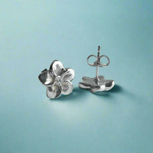 Load image into Gallery viewer, Large  Hawaiian Plumeria Diamond Earrings in 14K White Gold
