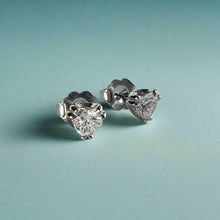 Load image into Gallery viewer, Stud Earrings with Heart Shaped Diamonds in 14K White Gold
