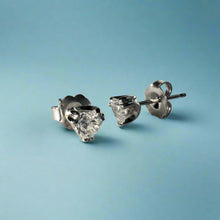 Load image into Gallery viewer, Stud Earrings with Heart Shaped Diamonds in 14K White Gold
