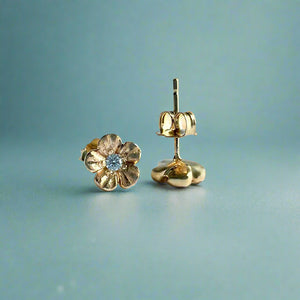 Small Hibiscus Diamond Earrings