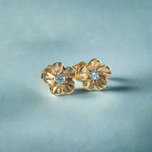 Load image into Gallery viewer, Small Hibiscus Diamond Earrings
