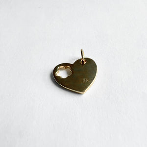 Medium Flat Heart Pendant with Flower Cutout in 14K Yellow Gold