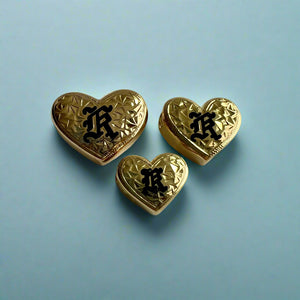 Slider Heart Pendant with  initial "K" in 14K or 18K Gold