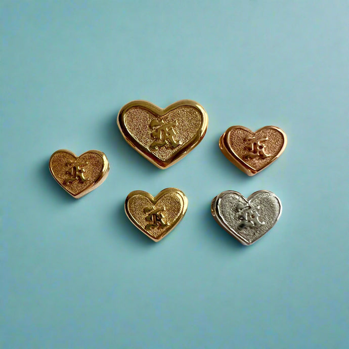 Slider Heart Pendants with Raised initial 