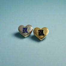 Load image into Gallery viewer, Small Slider Heart Pendants with  initial &quot;K&quot; in 14K and 18K Gold
