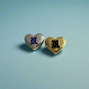 Small Slider Heart Pendants with  initial "K" in 14K and 18K Gold