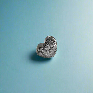 Small Slider Heart Pendant with Hibiscus Flowers in 14K White Gold