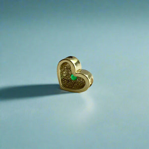 Small Slider Heart Pendant w/ Emerald in 14K Green Gold