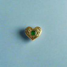 Load image into Gallery viewer, Small Slider Heart Pendant w/ Emerald in 14K Green Gold
