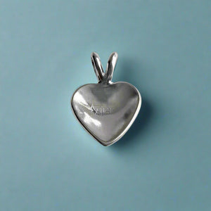 Back of Puff Heart Pendant with Initial "K" in 14K Gold 