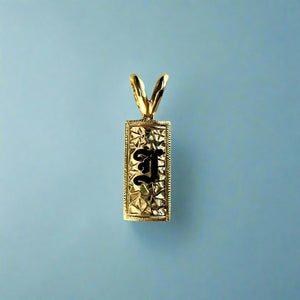 6mm x 1/2" Enamel Initial I Pendant in 14K Yellow Gold