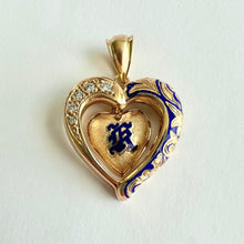 Load image into Gallery viewer, Ali&#39;i Hawaiian Heart Pendant &quot;K&quot; w/ Diamonds in 14K Gold
