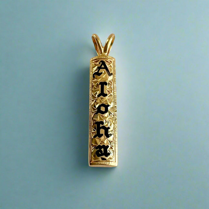 Hawaiian Aloha Pendant in 14K Yellow Gold