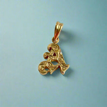 Load image into Gallery viewer, Scrolled Hawaiian  Initial A Pendant in 14K Yellow Gold
