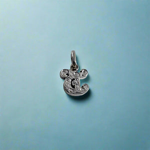 Small Scrolled Initial T Pendant in 14K White Gold