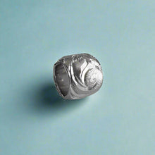 Load image into Gallery viewer, Large Scalloped Bead Pendant with Old English in 14K Platinum
