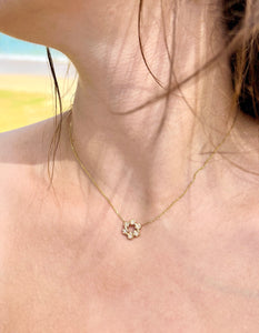 Mini Six Plumeria Necklace w/Diamonds in 14K Yellow Gold