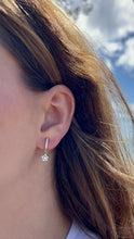 Load image into Gallery viewer, Half Hoop Earrings with diamond Plumeria flower

