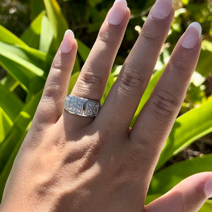 Hawaiian Quilt Ring in White Gold