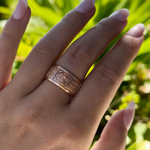 Hawaiian Quilt Ring in Pink Gold