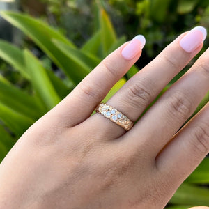 Nihoniho 6mm Ring with plumeria flowers and Double Row Of Diamonds