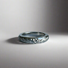 Load image into Gallery viewer, Maile &amp; Plumeria 3mm Barrel Ring in 14K White
