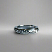 Load image into Gallery viewer, Maile &amp; Plumeria 3mm Barrel Ring in 14K White
